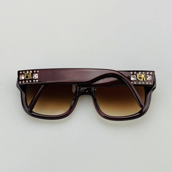 Vintage Emmanuelle Khanh Paris Sunglasses Rhinestone Dark Red Made in France